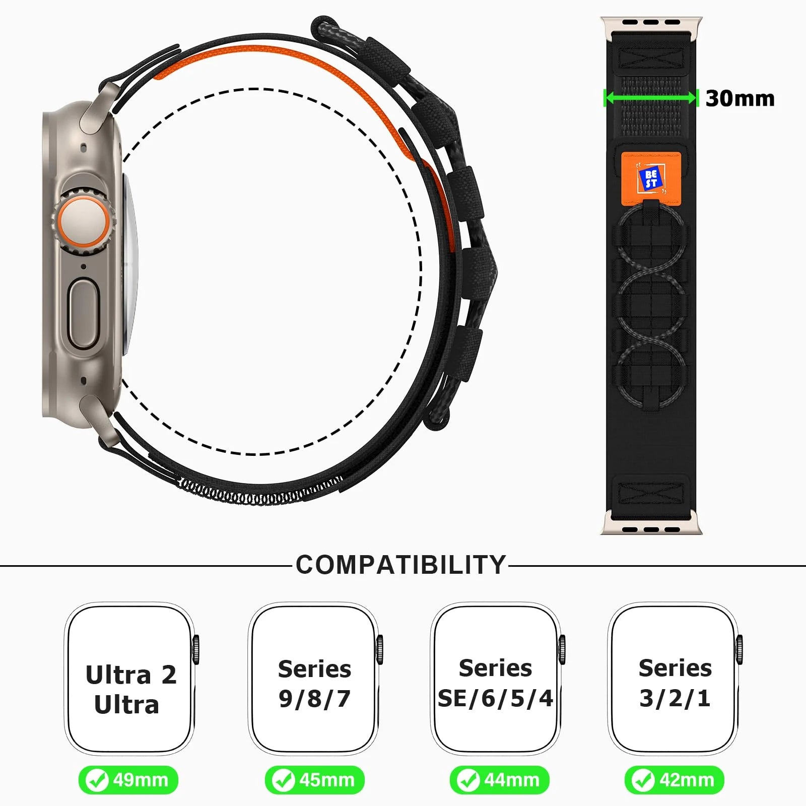 New Rugged Nylon Hiking Strap for Apple Watch