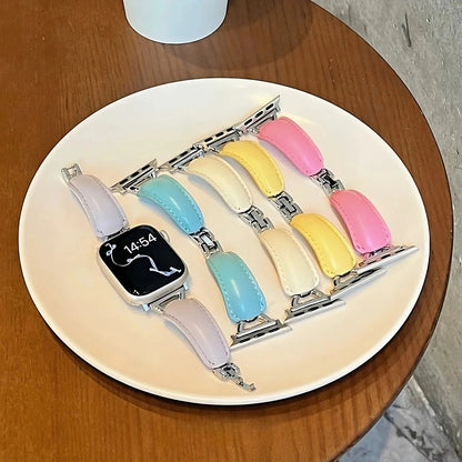 Leather Ring Buckle Band For Apple Watch