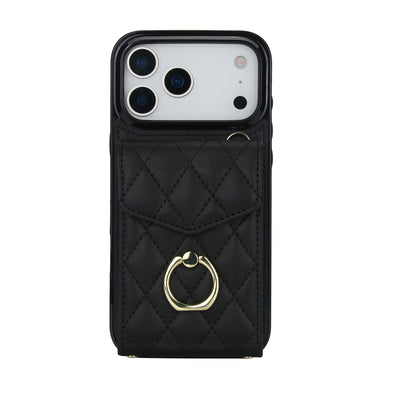 Quilted Genuine Leather Kickstand Case