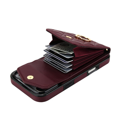 Quilted Genuine Leather Kickstand Case