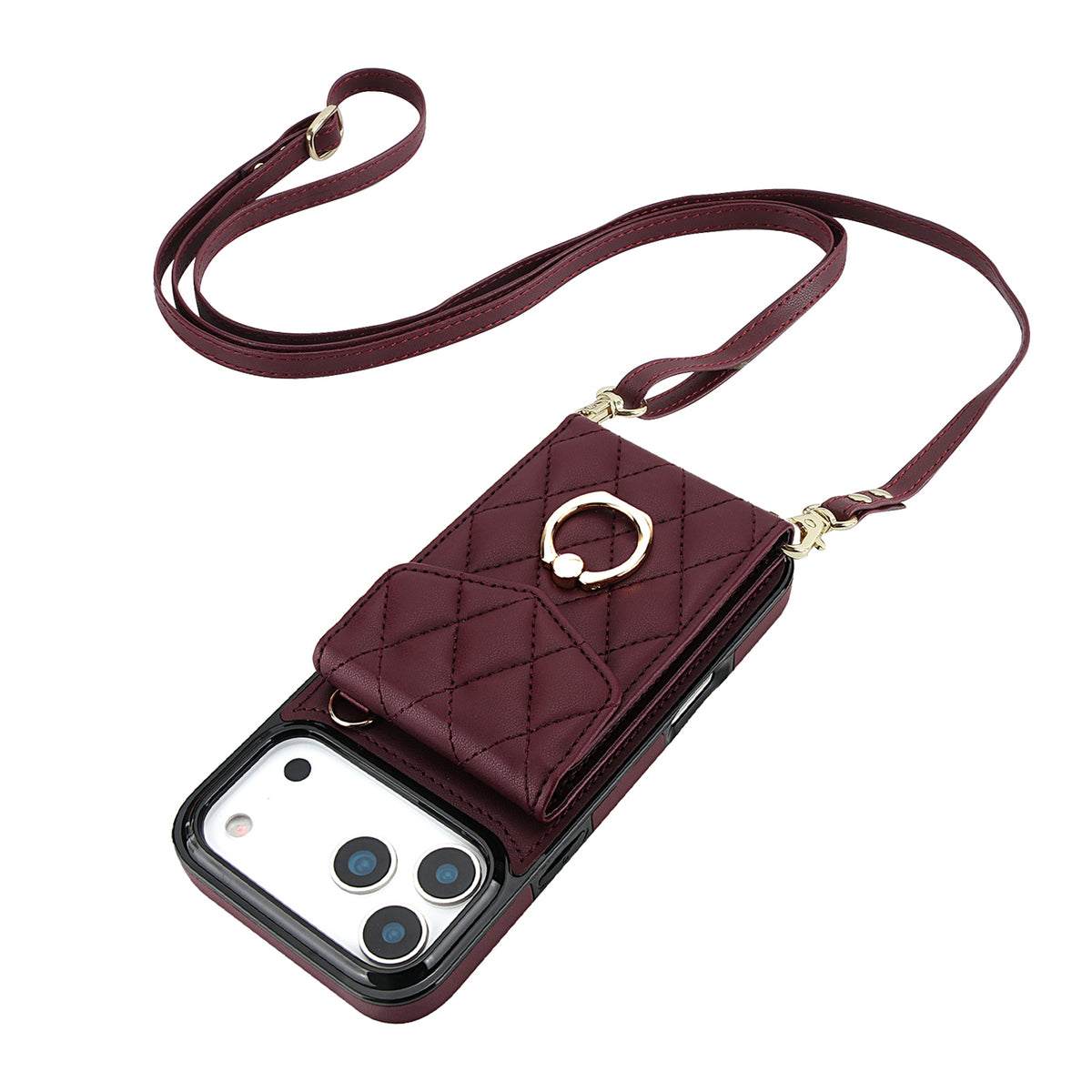 Quilted Genuine Leather Kickstand Case