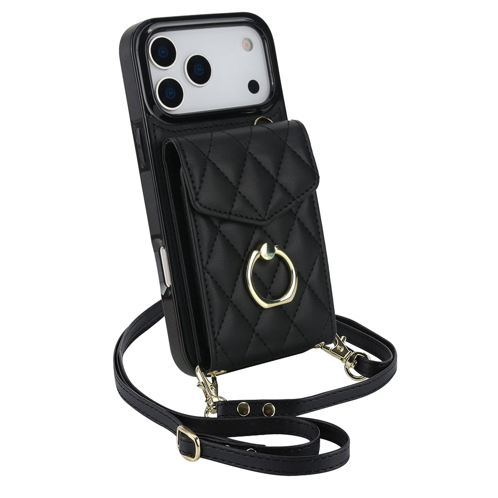Quilted Genuine Leather Kickstand Case