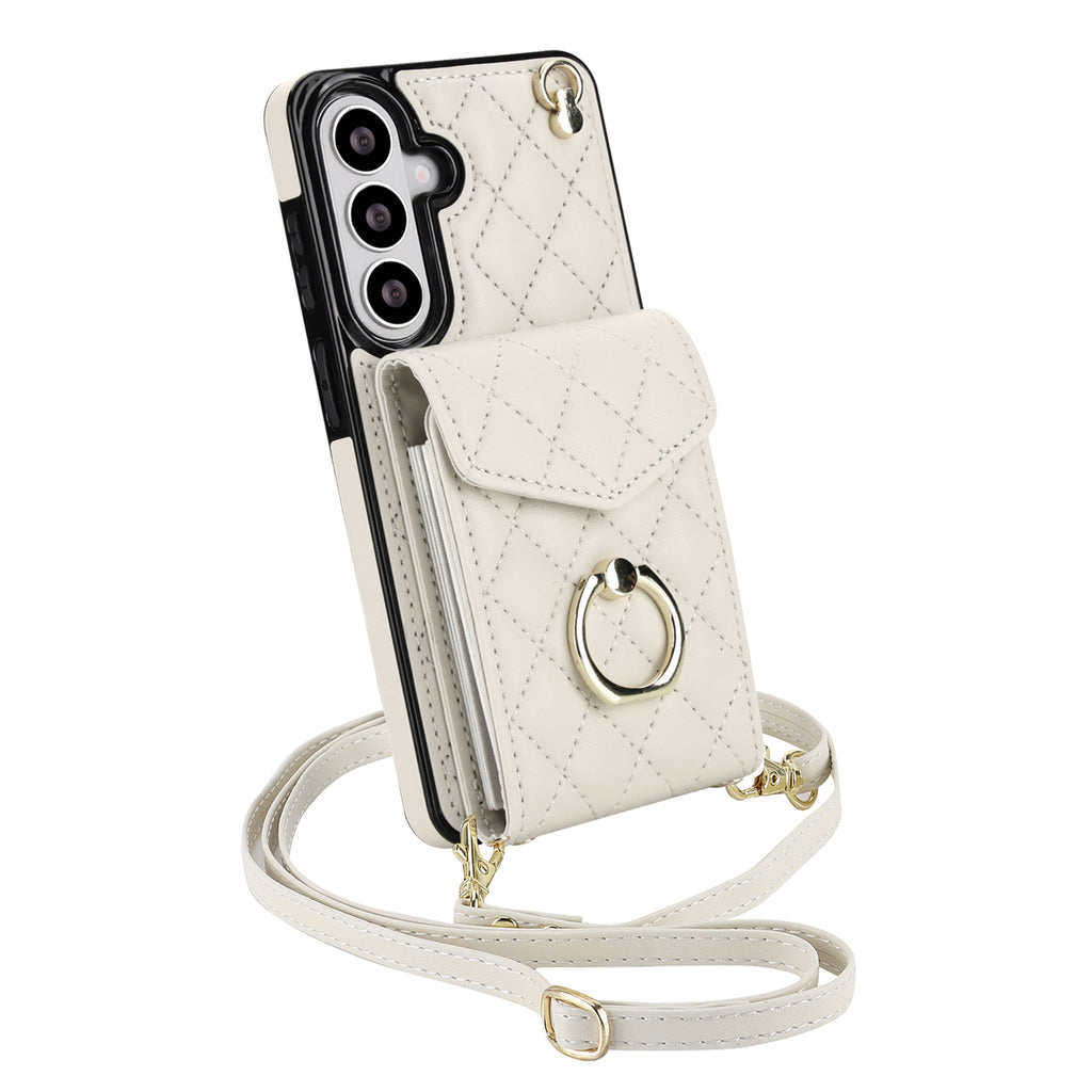 Quilted Genuine Leather Kickstand Galaxy Phone Case