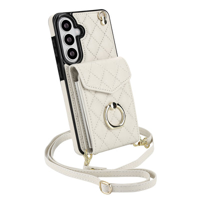 Quilted Genuine Leather Kickstand Galaxy Phone Case