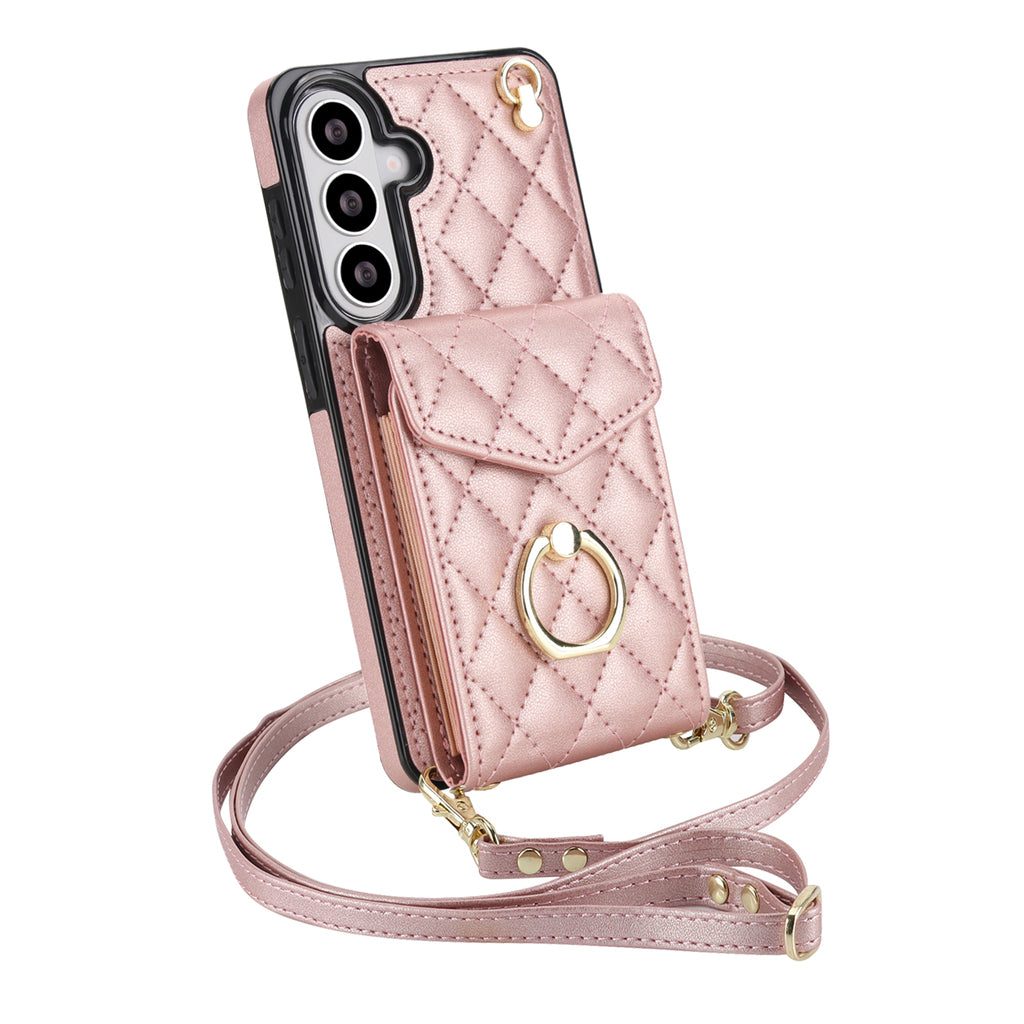 Quilted Genuine Leather Kickstand Galaxy Phone Case
