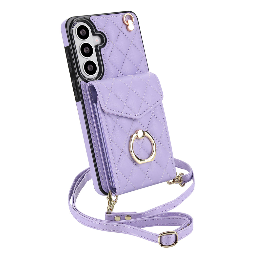 Quilted Genuine Leather Kickstand Galaxy Phone Case