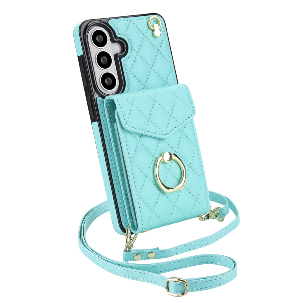 Quilted Genuine Leather Kickstand Galaxy Phone Case