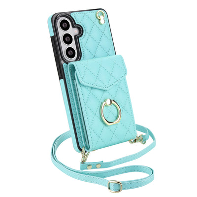 Quilted Genuine Leather Kickstand Galaxy Phone Case