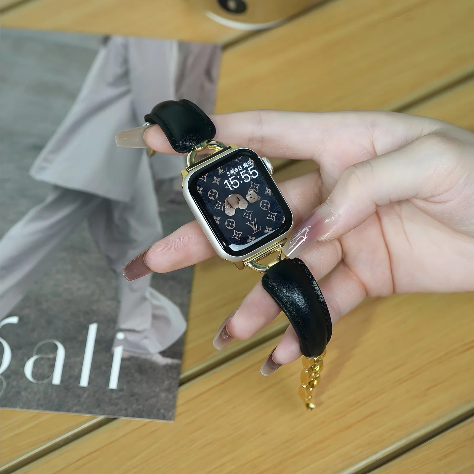 Leather Ring Buckle Band For Apple Watch