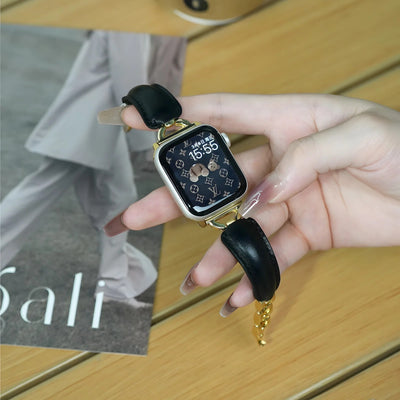 Leather Ring Buckle Band For Apple Watch