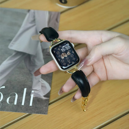 Leather Ring Buckle Band For Apple Watch