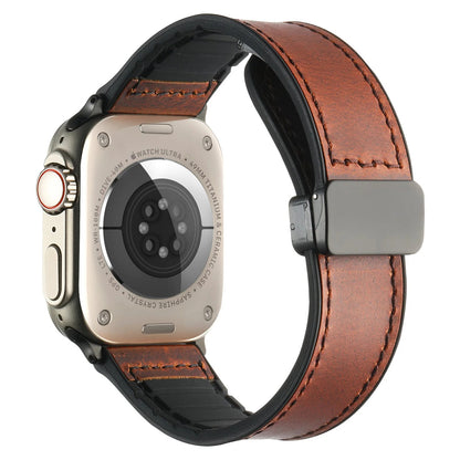 Waxed Leather Magnetic Clasp Strap for Apple Watch Band