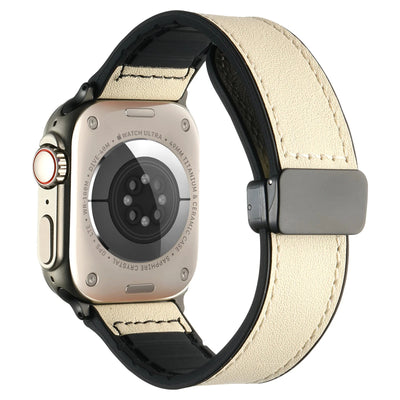 Waxed Leather Magnetic Clasp Strap for Apple Watch Band