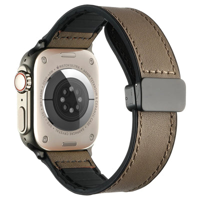 Waxed Leather Magnetic Clasp Strap for Apple Watch Band