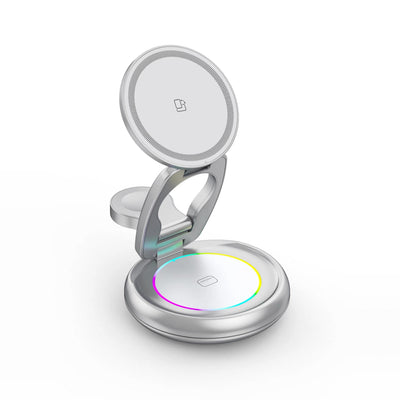 3 in 1 Foldable Magnetic Wireless Charger with RGB Ambient Light