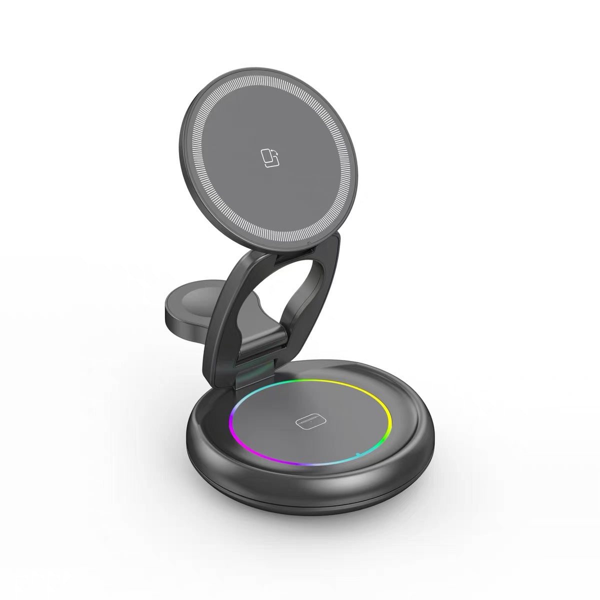 3 in 1 Foldable Magnetic Wireless Charger with RGB Ambient Light