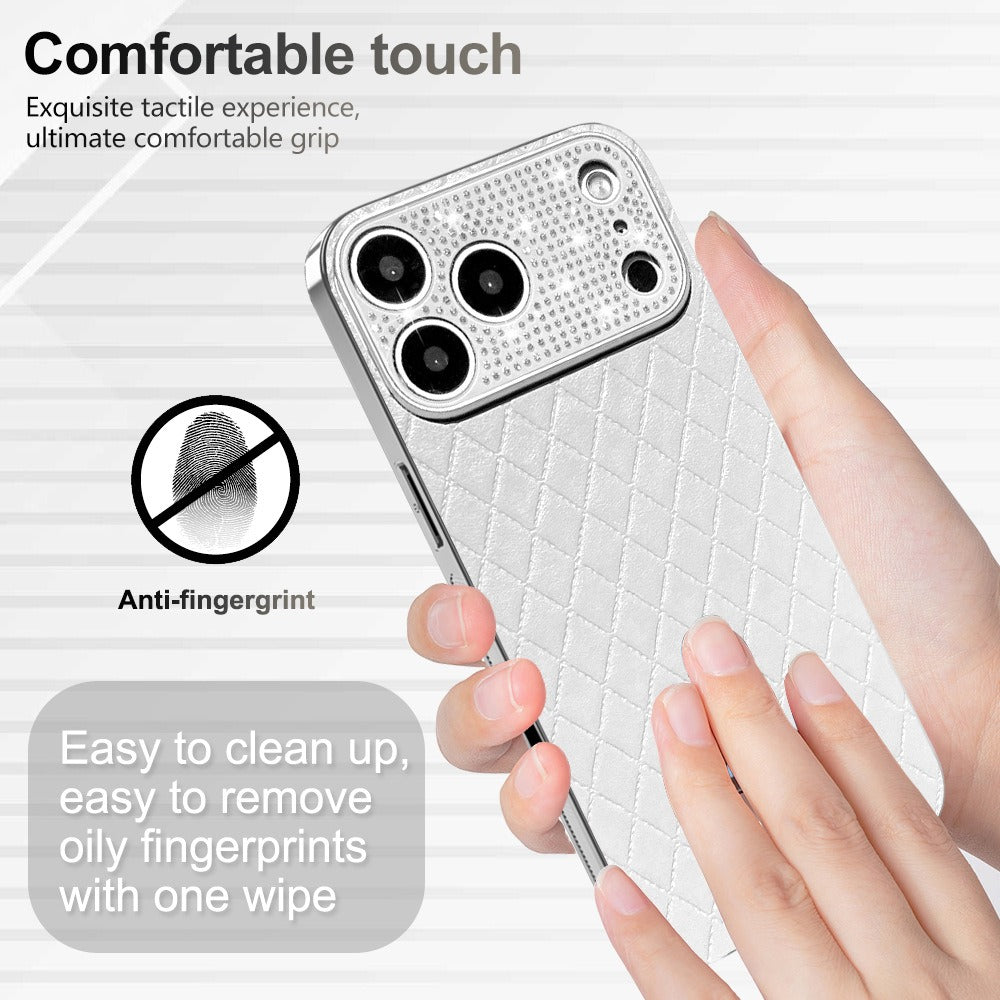 Luxury Diamond Quilted Genuine Leather iPhone Case