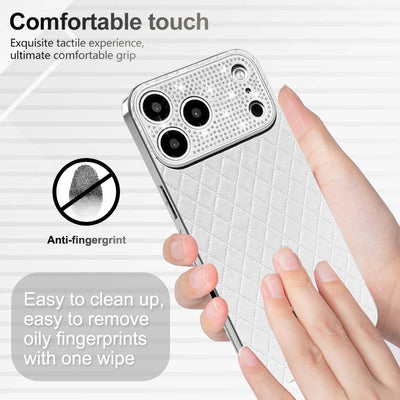 Luxury Diamond Quilted Genuine Leather iPhone Case