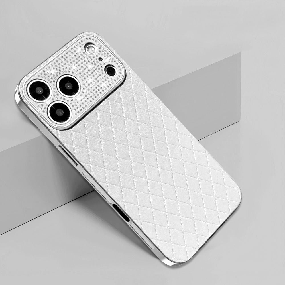 Luxury Diamond Quilted Genuine Leather iPhone Case