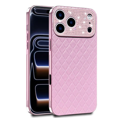 Luxury Diamond Quilted Genuine Leather iPhone Case