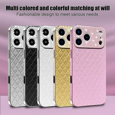 Luxury Diamond Quilted Genuine Leather iPhone Case