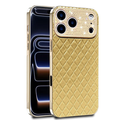 Luxury Diamond Quilted Genuine Leather iPhone Case