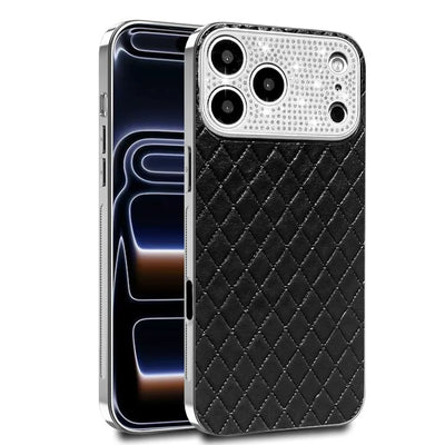 Luxury Diamond Quilted Genuine Leather iPhone Case